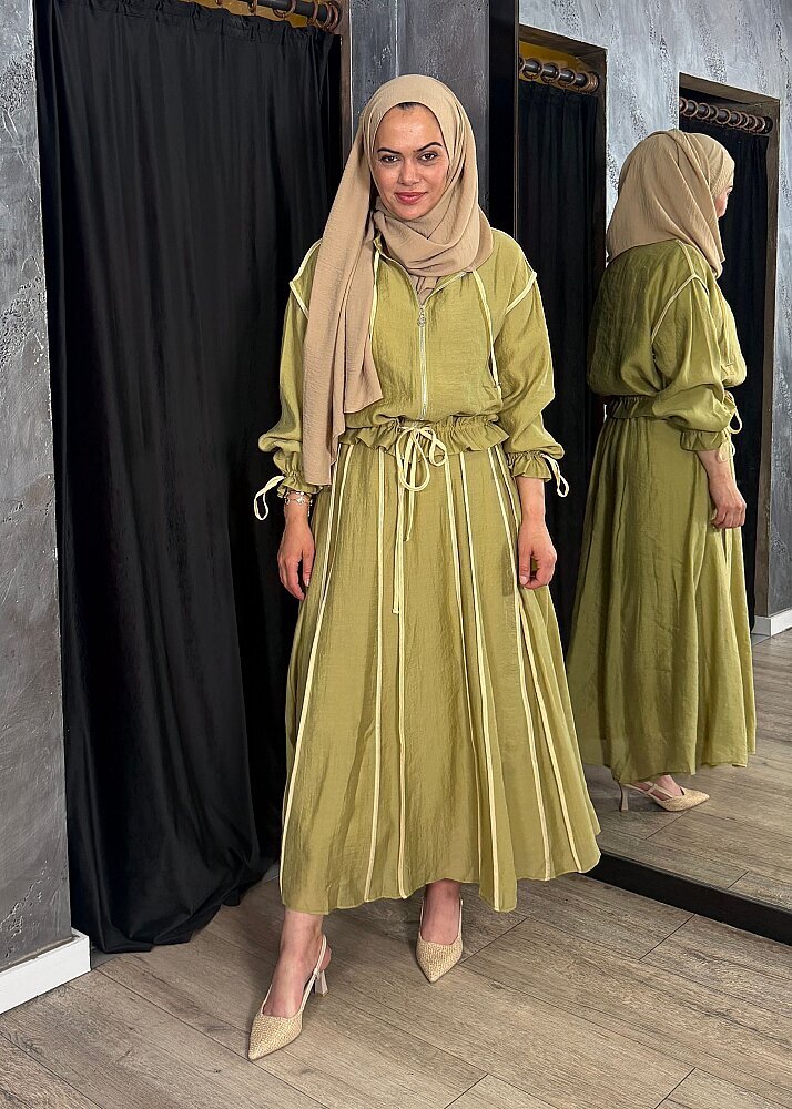 Ceremony Eteği ve Ceketi Biye Detaylı Takım YAĞ YEŞİLİ - 5