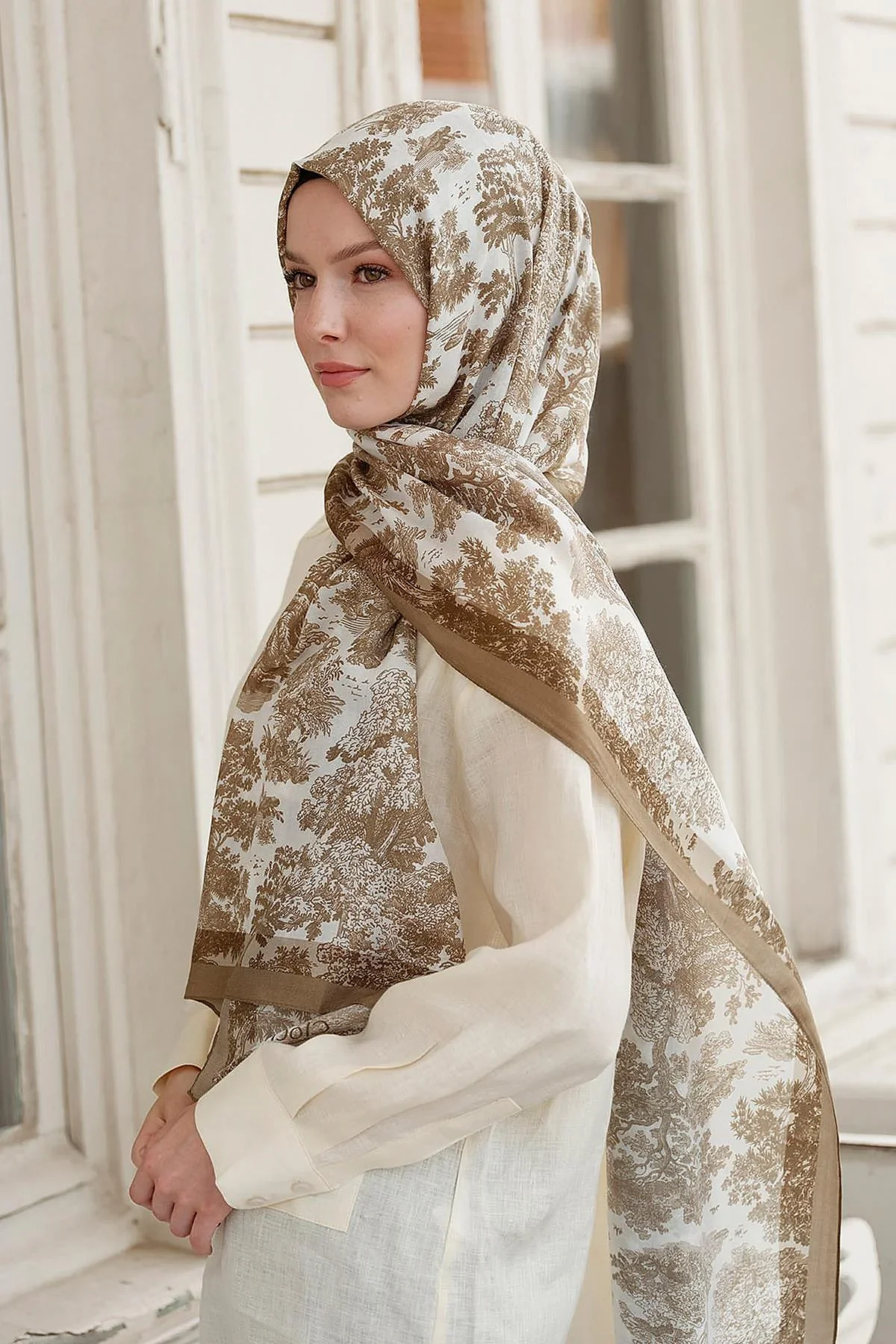 Cloche Hazel Şal Krem Haki - 1