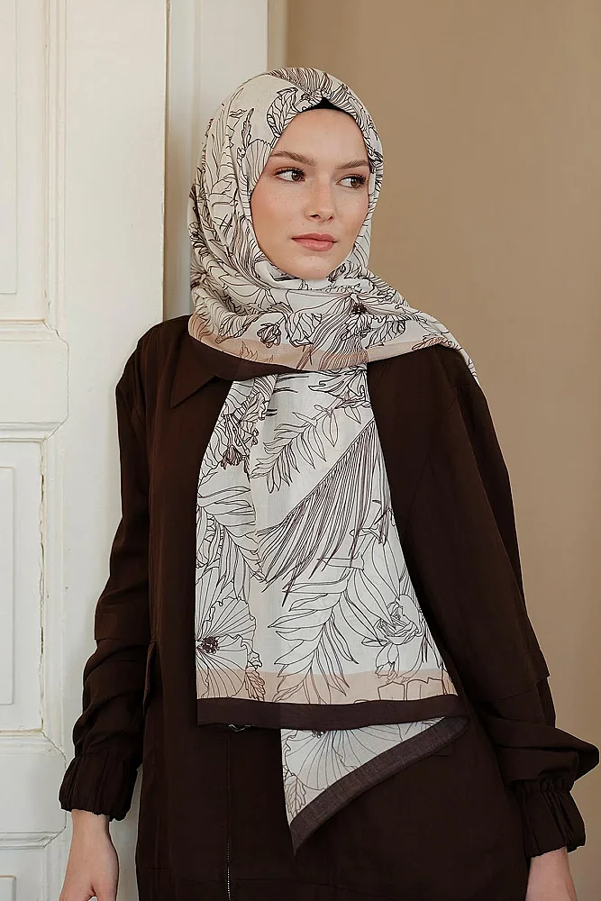 Cloche Loren Şal Krem Kahve