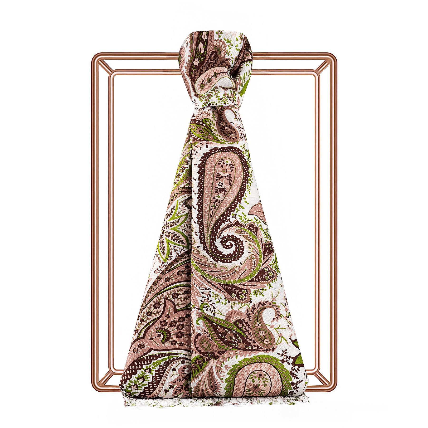 İpekevi Paisley Desenli İpek Şal HAKİ - 1