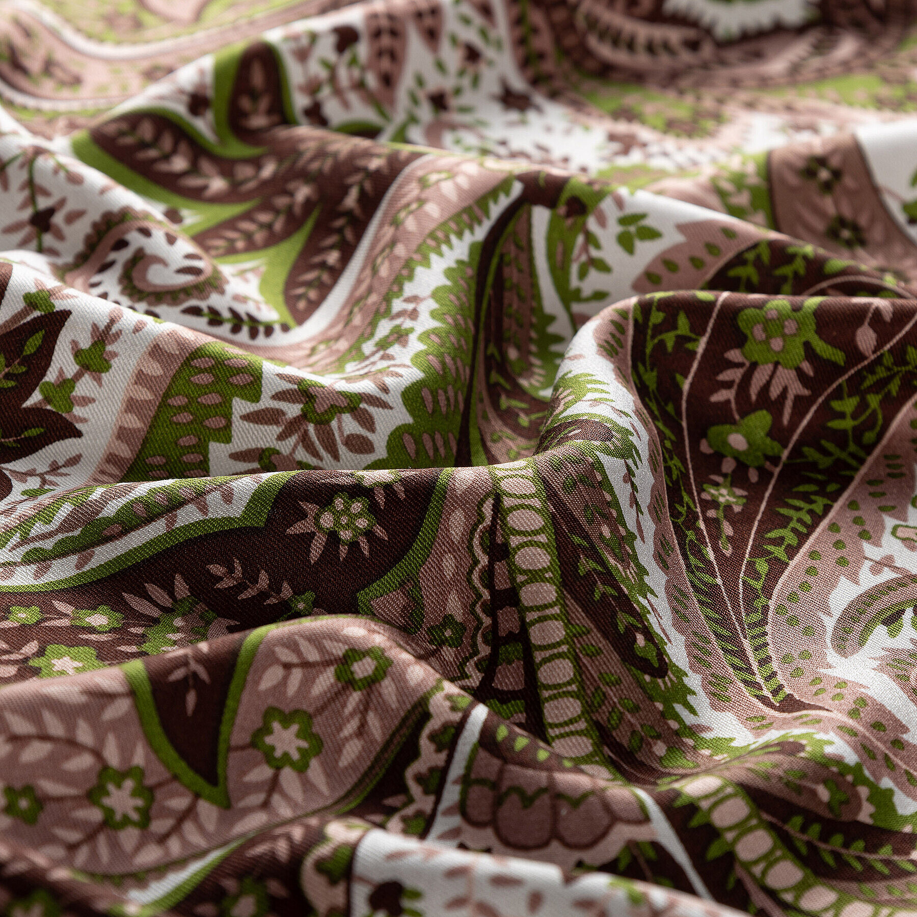 İpekevi Paisley Desenli İpek Şal HAKİ - 4