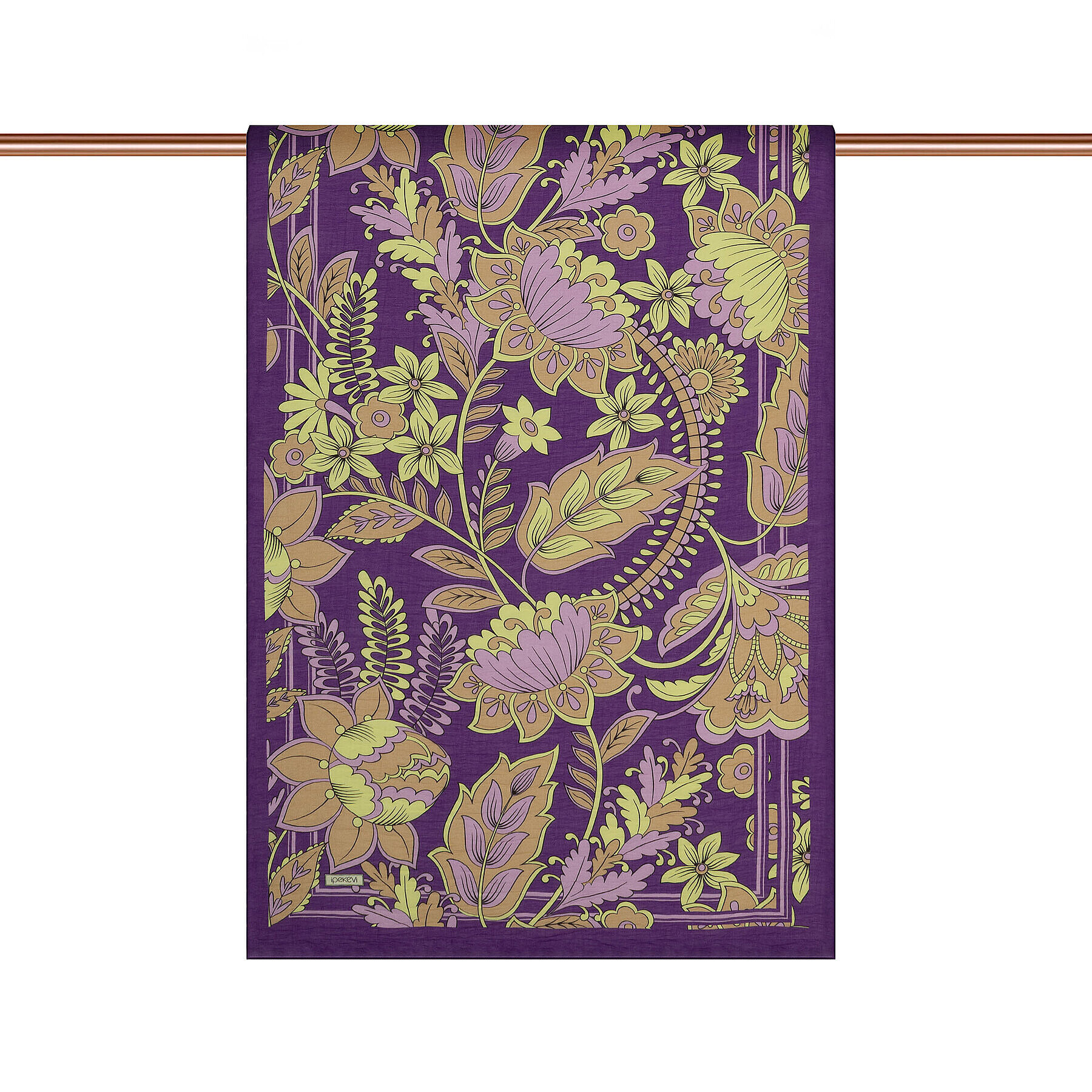 İpekevi Saray Sarmaşığı Desenli Tensel Şal mor sarı - 2