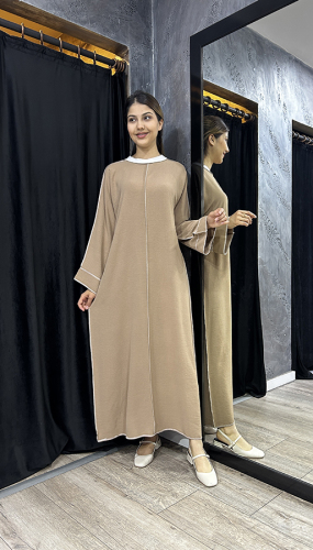 Katrem Biye Detaylı Abaya CAMEL