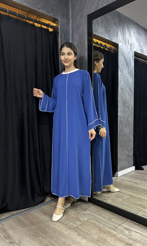 Katrem Biye Detaylı Abaya İNDİGO
