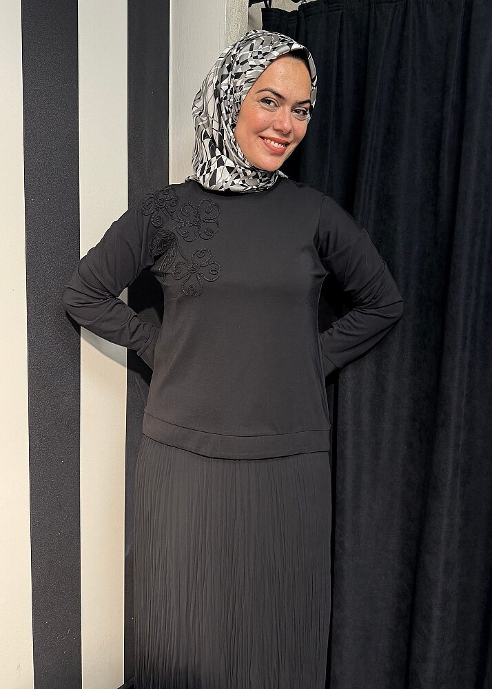 MaQ Nur Bluz SİYAH