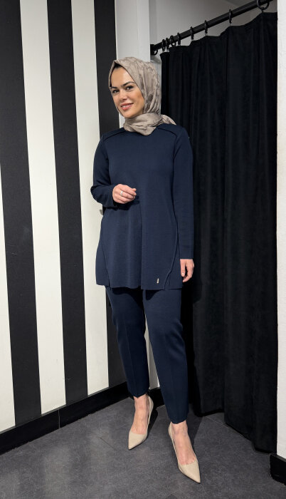 Miss Dalida Dar Paça Triko Pantolon Oası-Dark Navy - 2