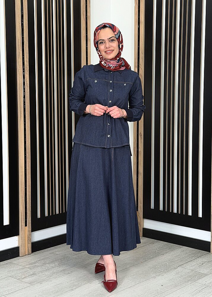 Miss Dalida Denim Çan Etek Navy - 2