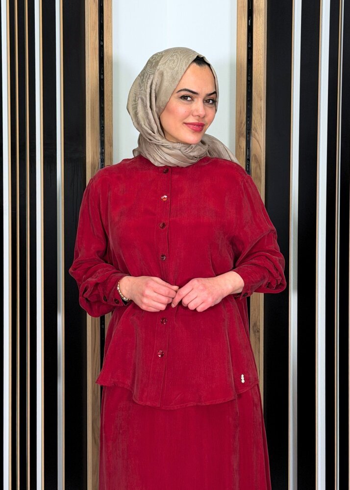 Miss Dalida Hakim Yaka Cupro Tunik Cherry