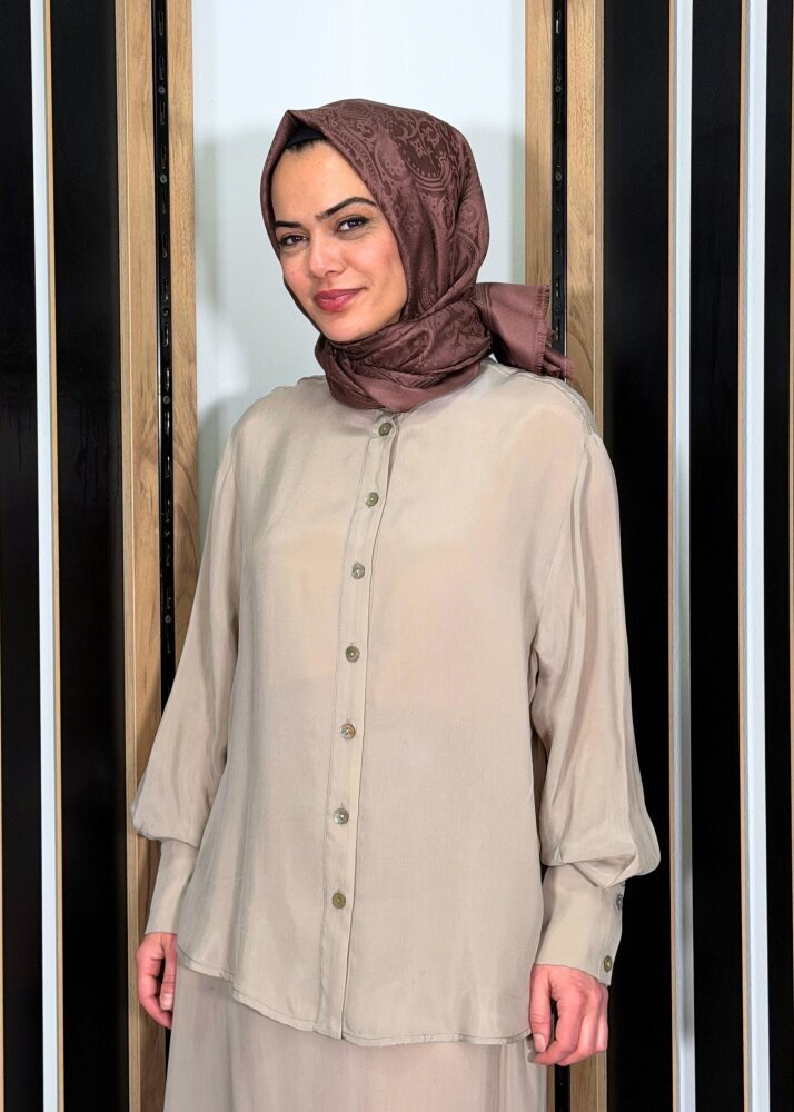 Miss Dalida Hakim Yaka Cupro Tunik Stone