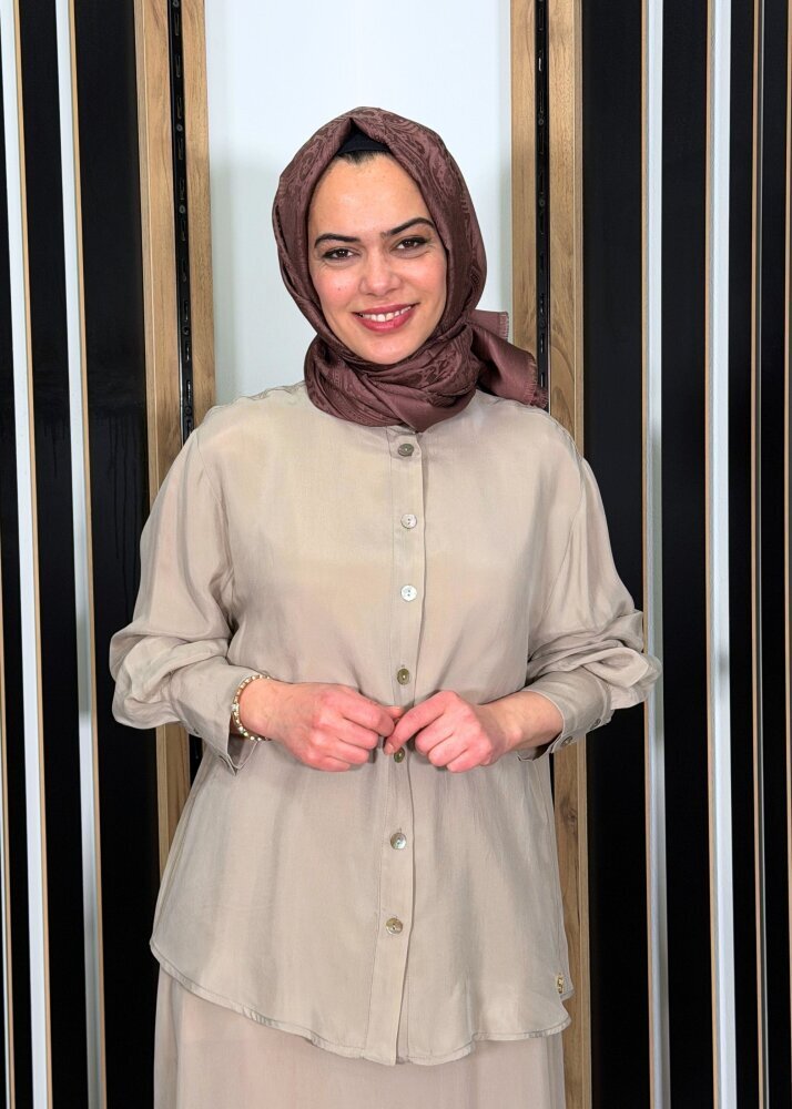 Miss Dalida Hakim Yaka Cupro Tunik Stone - 2
