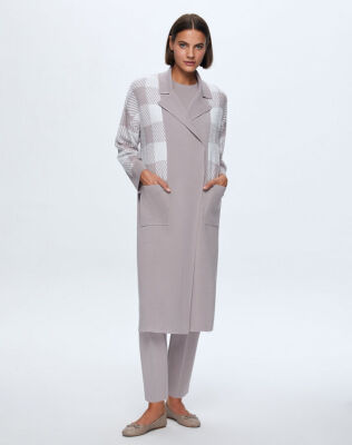 Miss Dalida Kare Kaz Ayağı Uzun Hırka Villa-Grey