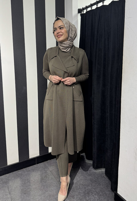 Miss Dalida Önü Çıtçıtlı Yelek DARDO-TAUPE - 1