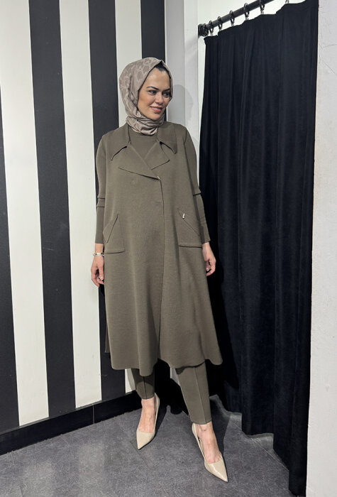 Miss Dalida Önü Çıtçıtlı Yelek DARDO-TAUPE - 3