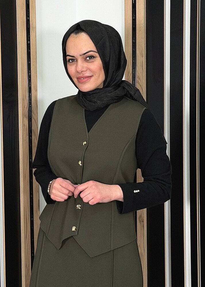 Miss Dalida Temiz Kesim Triko Yelek KHAKİ - 2