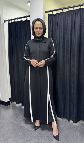 Miss Dalida Yırtmaç Detaylı Uzun Triko Hırka BLACK