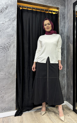 MissWhence Yandan Fermuarlı Pliseli Etek SİYAH