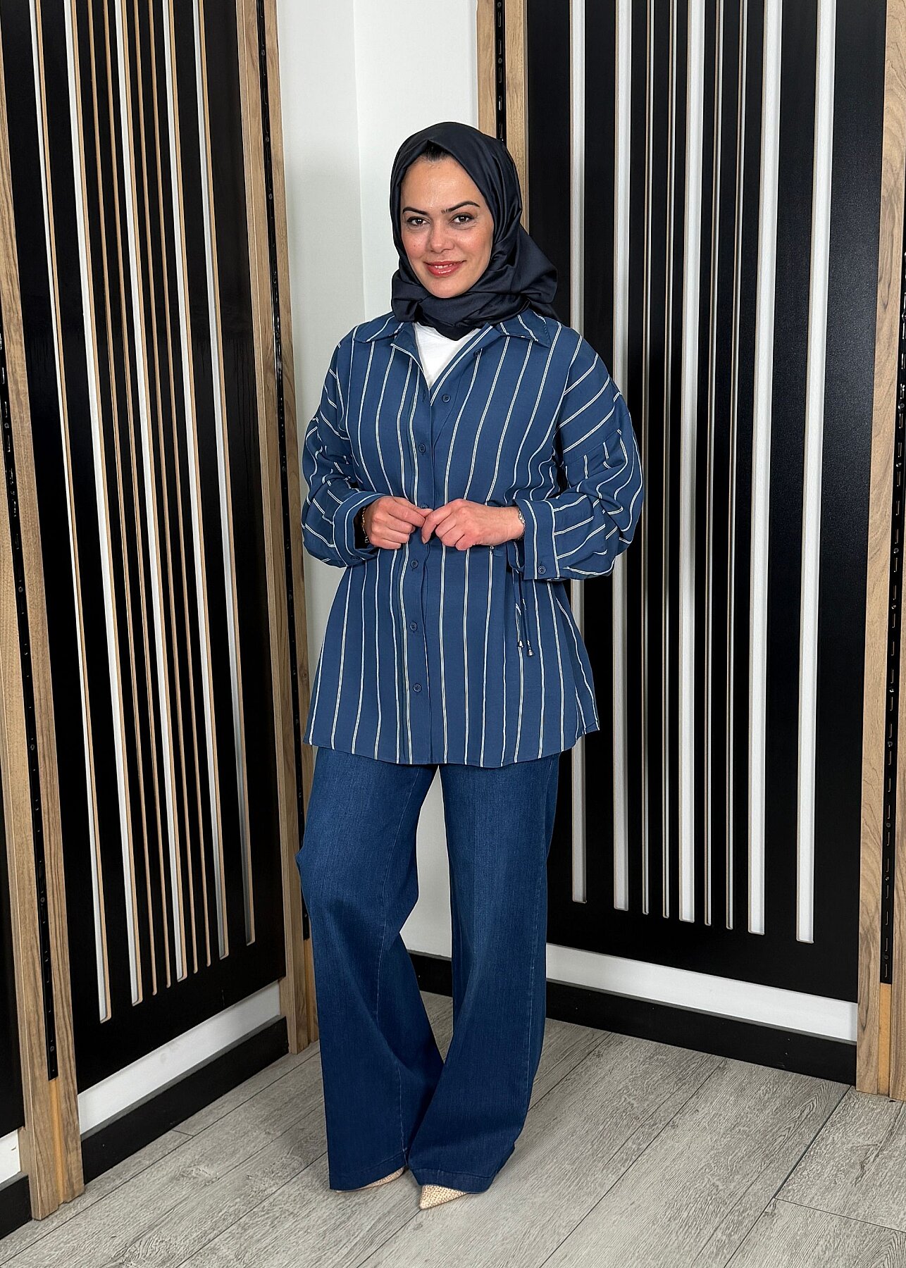 MissWhence Bol Paça Kot Pantolon LACİVERT - 2