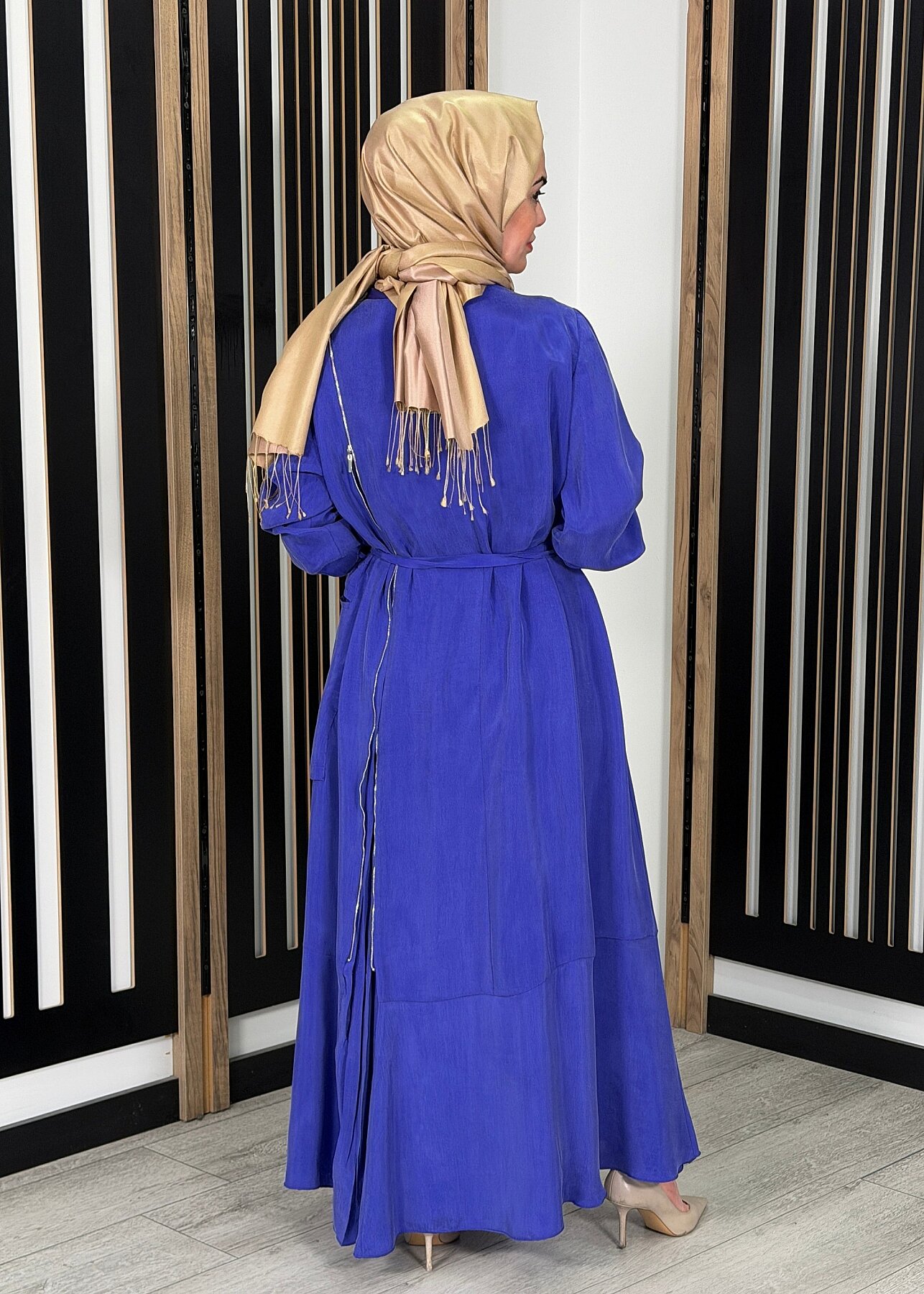 MissWhence Fermuar Detaylı İpek Elbise SAKS - 4