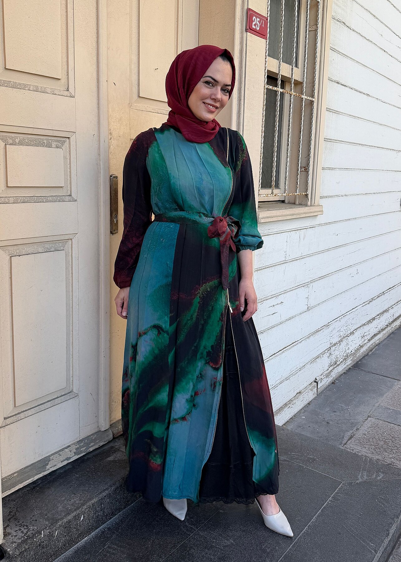 MissWhence Sulu Boya Desenli Fermuarlı Elbise KIRMIZI - 6