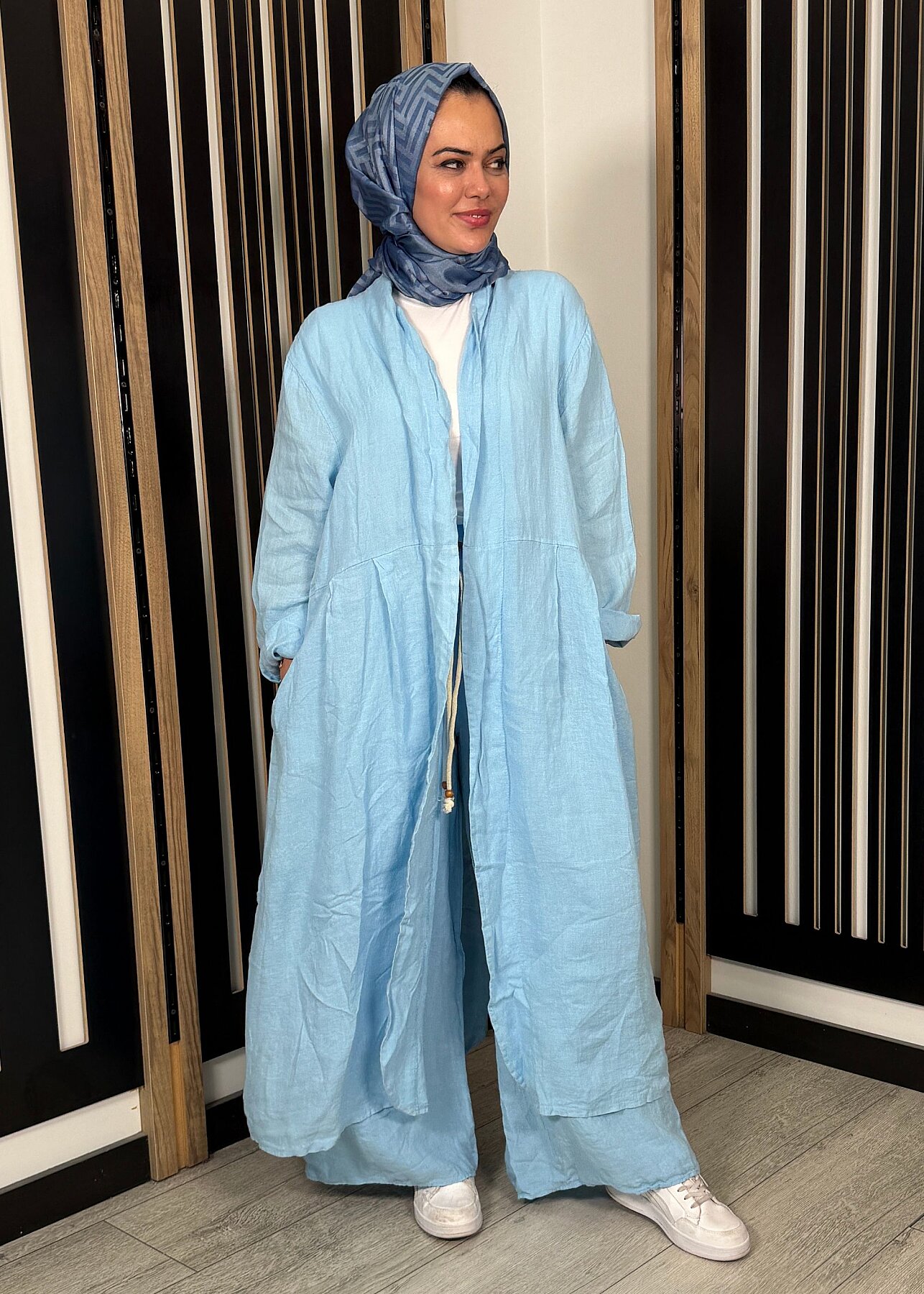 Nazlınur Collection Arkası Nakışlı Pantolon Takım MAVİ - 1