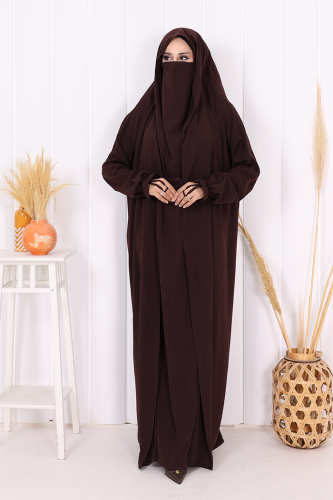 Nazlınur Collection Cilbab Abaya KAHVE - 3