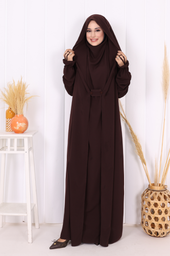 Nazlınur Collection Cilbab Abaya KAHVE - 2