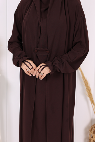 Nazlınur Collection Cilbab Abaya KAHVE - 7