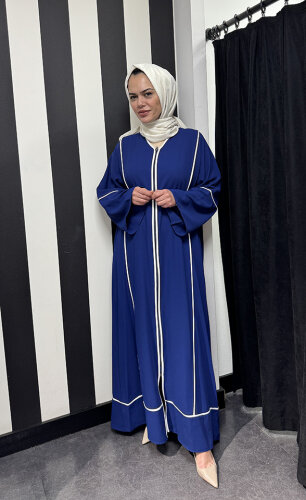 Nazlınur Collection Çizgi Detaylı Ferace LACİVERT
