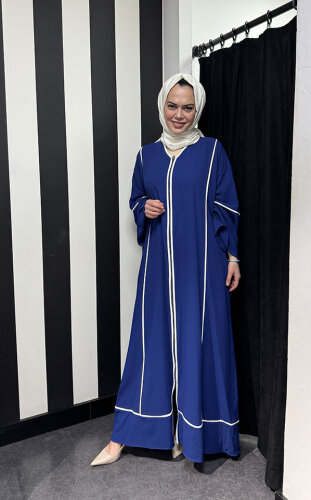 Nazlınur Collection Çizgi Detaylı Ferace LACİVERT - 3