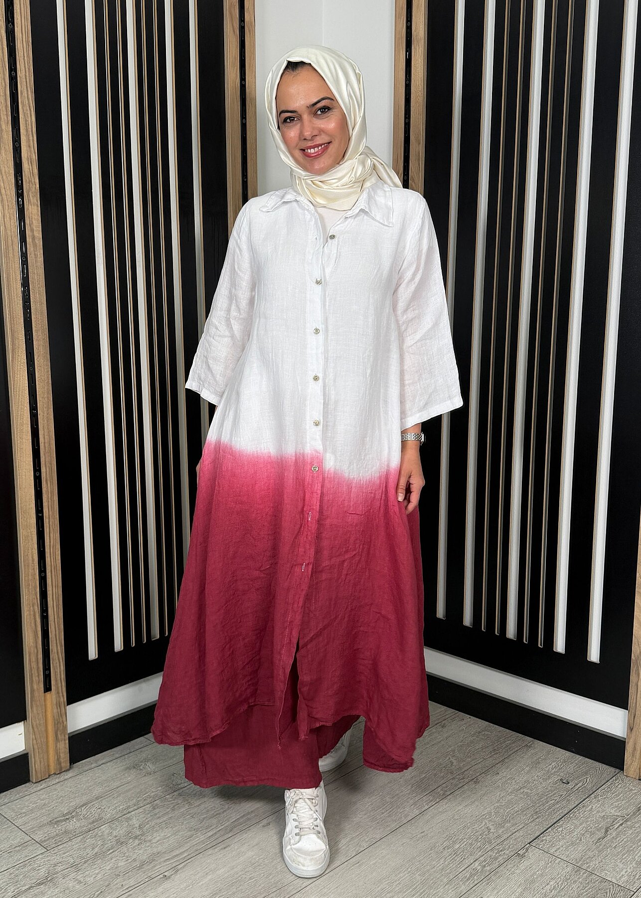 Nazlınur Collection Degradeli Pantalonlu Takım BORDO - 3