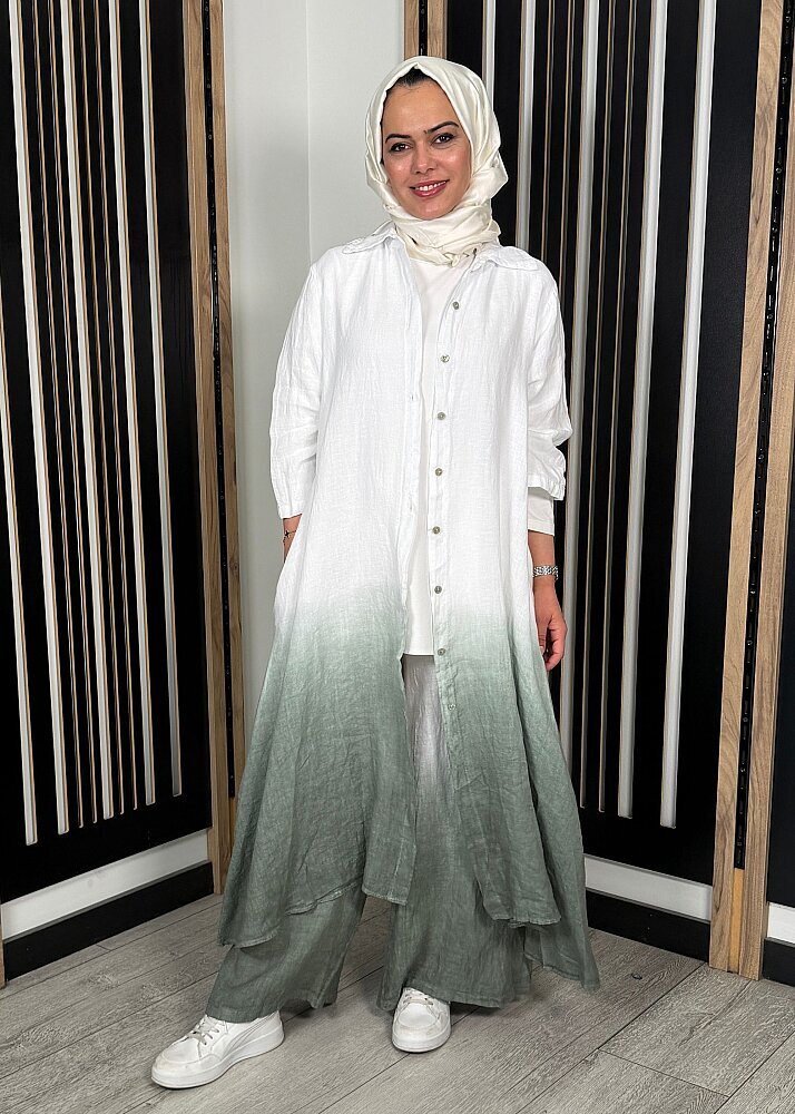 Nazlınur Collection Degradeli Pantalonlu Takım HAKİ
