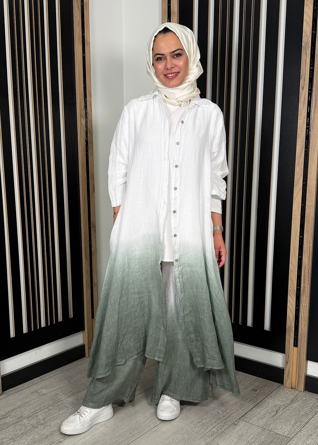 Nazlınur Collection Degradeli Pantalonlu Takım HAKİ - 1