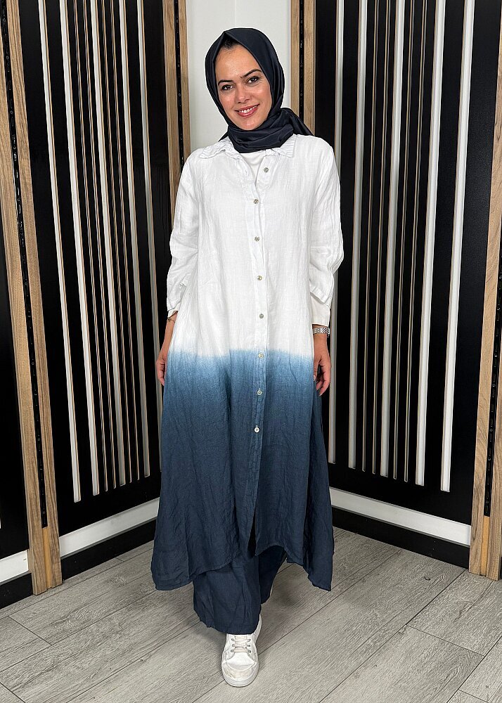 Nazlınur Collection Degradeli Pantalonlu Takım LACİVERT - 3