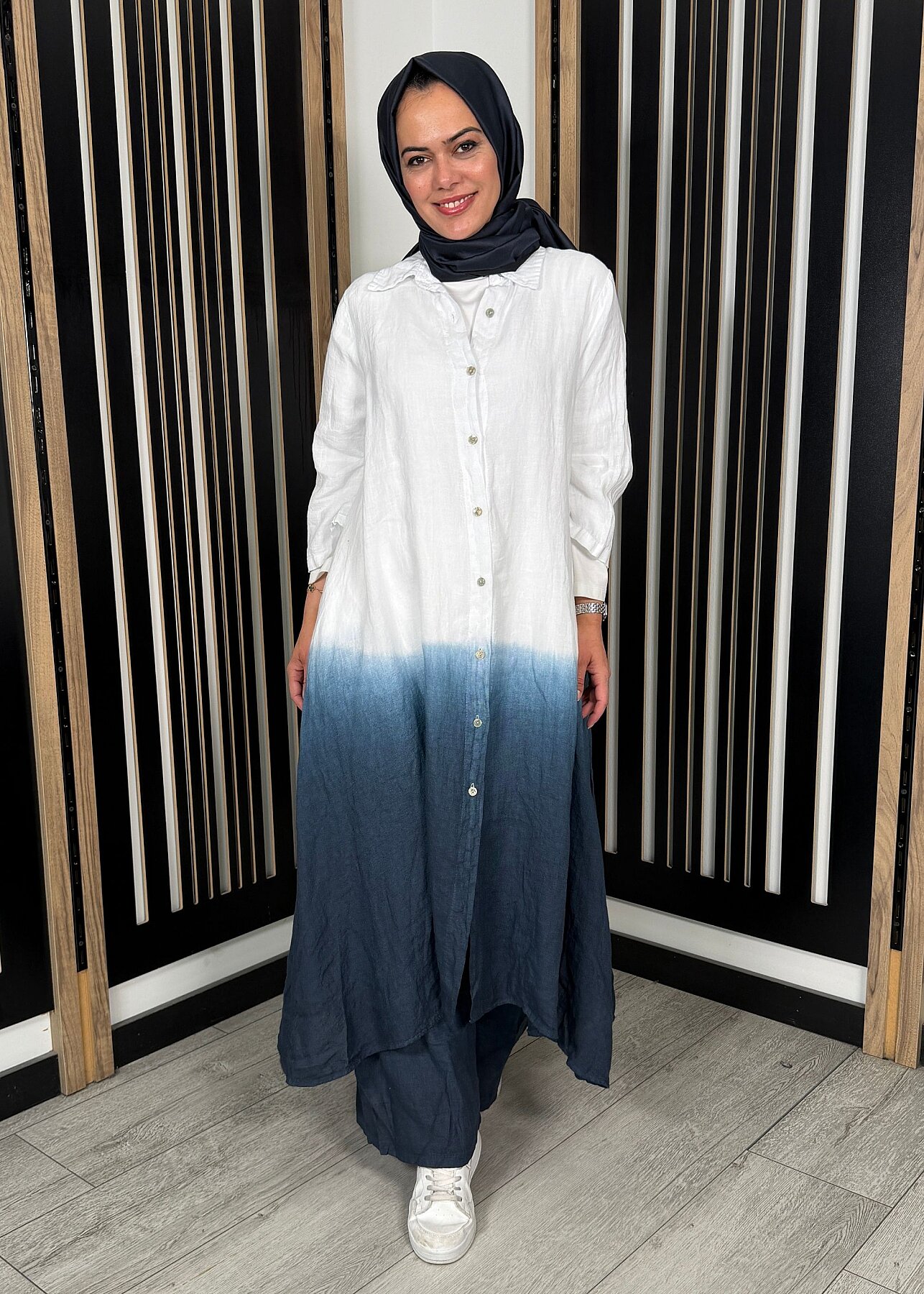 Nazlınur Collection Degradeli Pantalonlu Takım LACİVERT - 3