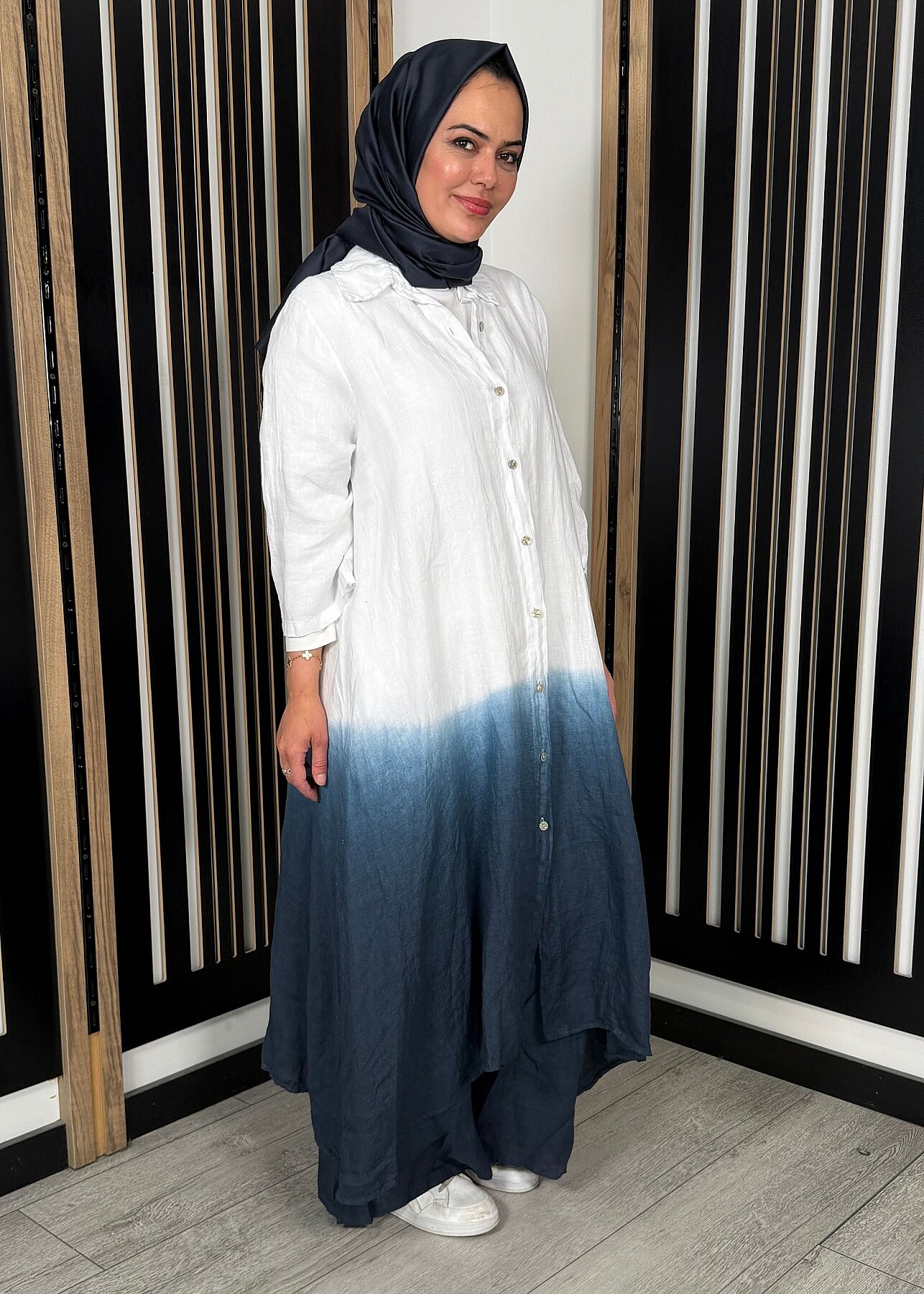 Nazlınur Collection Degradeli Pantalonlu Takım LACİVERT - 4