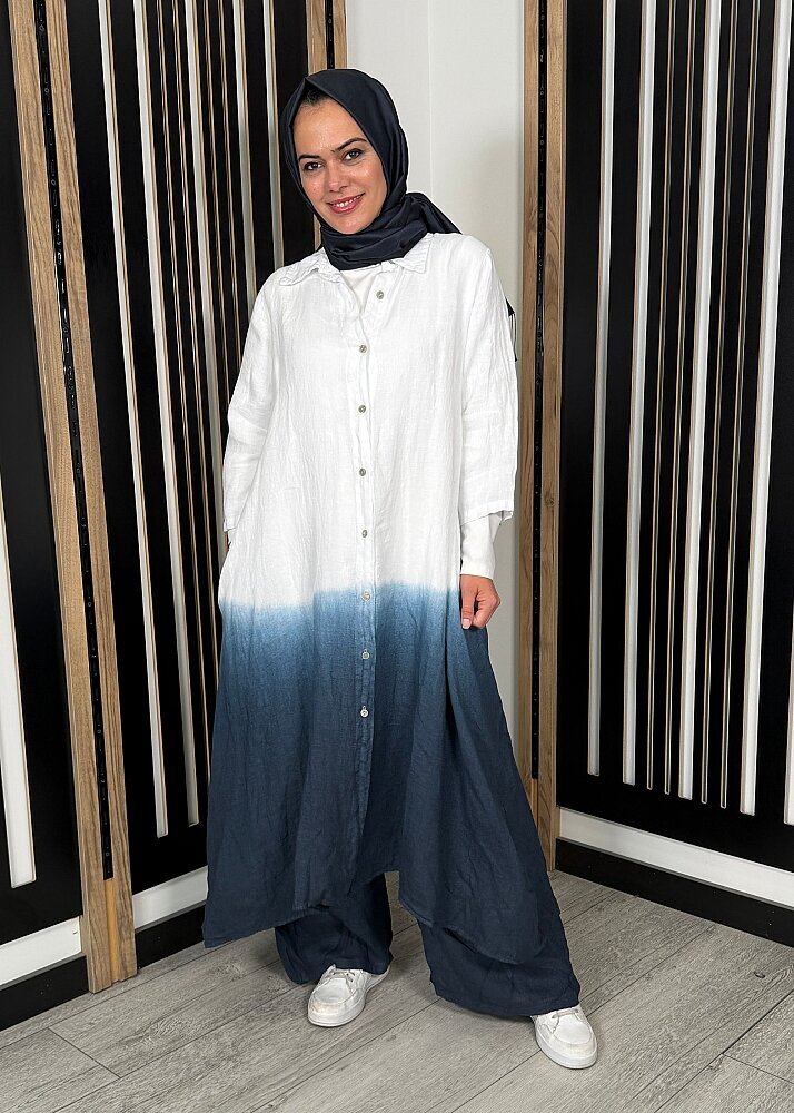 Nazlınur Collection Degradeli Pantalonlu Takım LACİVERT - 2