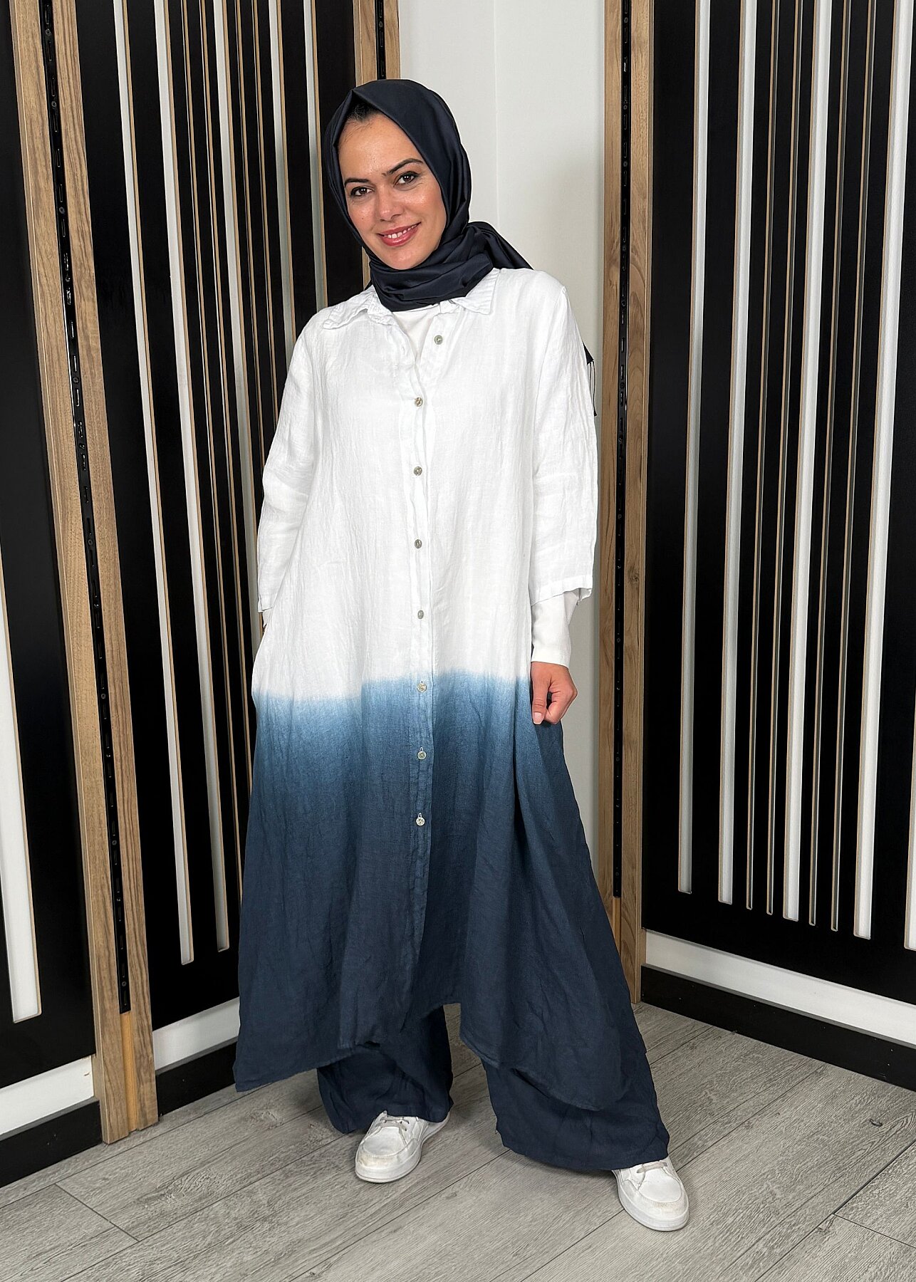 Nazlınur Collection Degradeli Pantalonlu Takım LACİVERT - 2