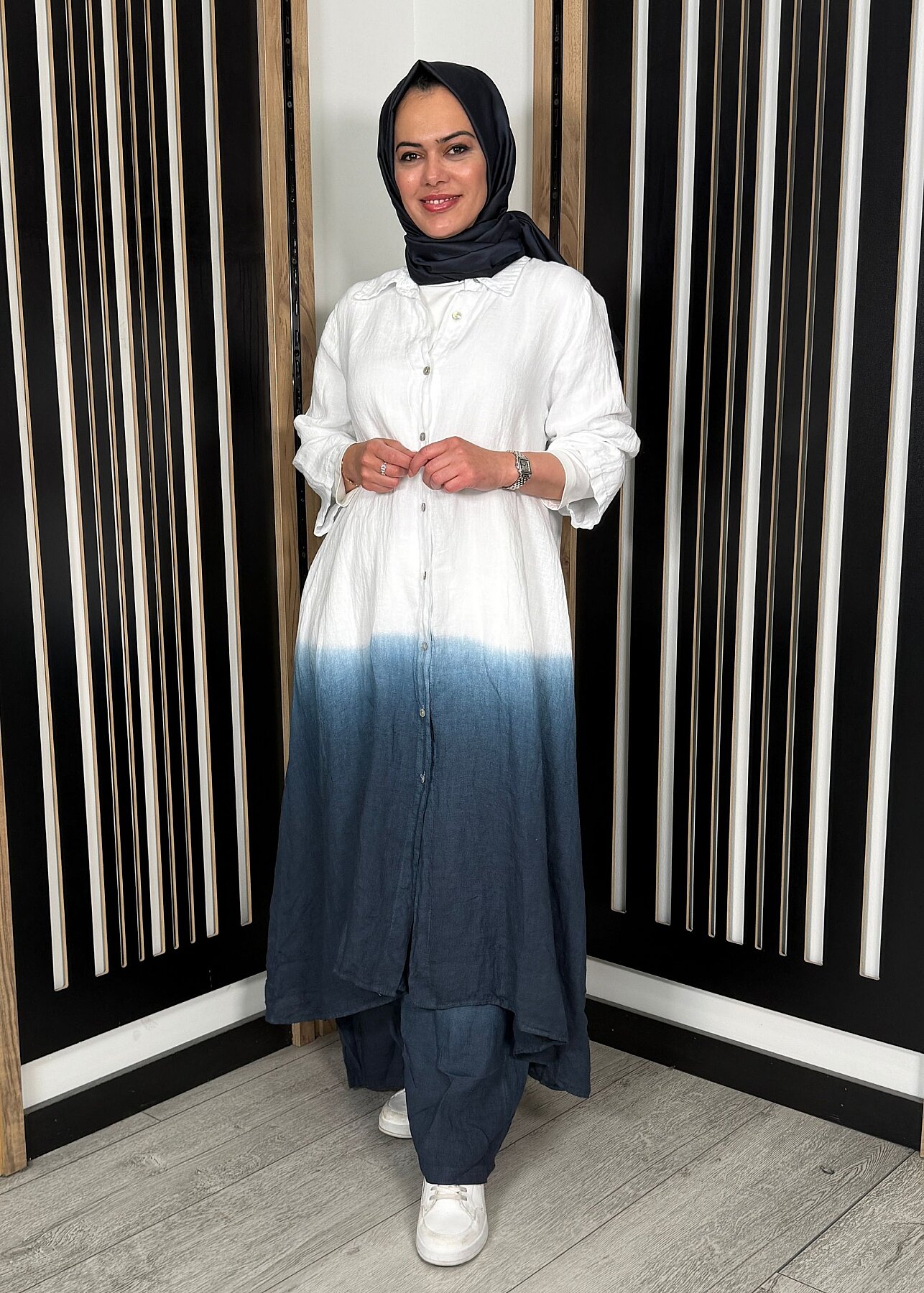 Nazlınur Collection Degradeli Pantalonlu Takım LACİVERT - 1
