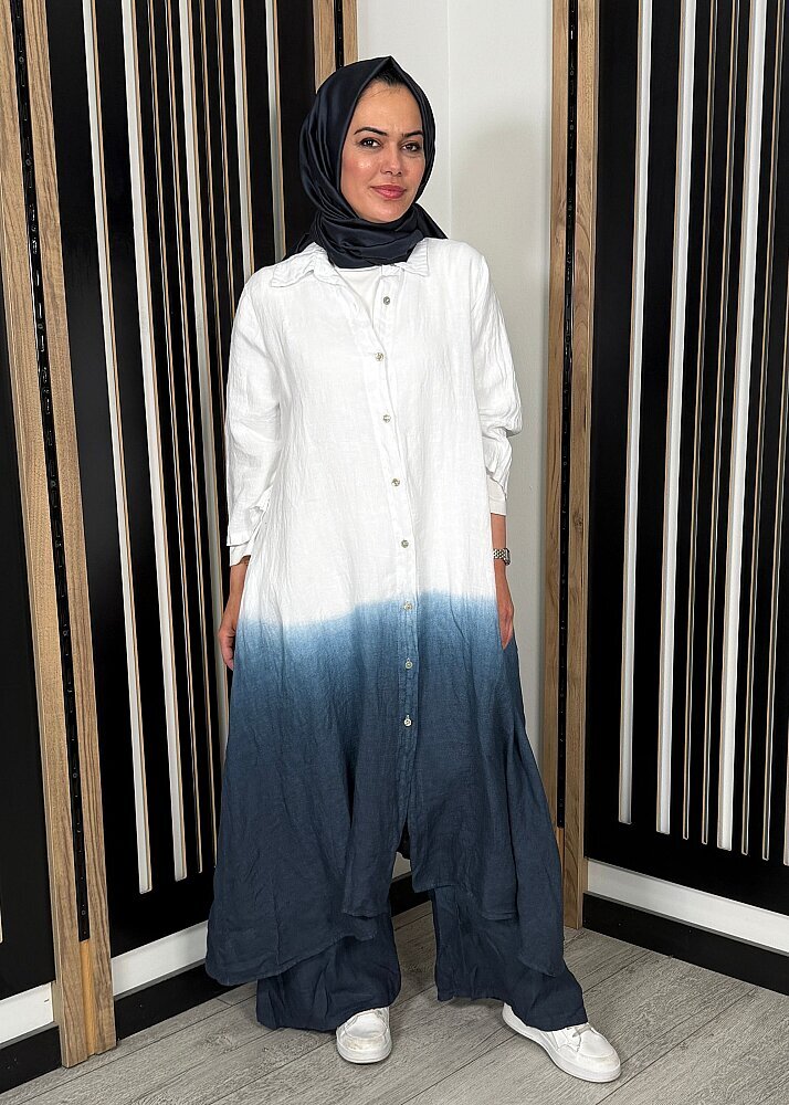 Nazlınur Collection Degradeli Pantalonlu Takım LACİVERT - 6