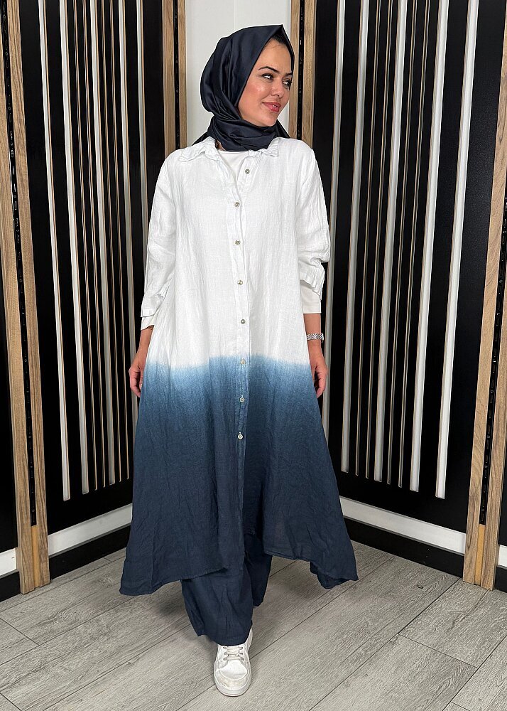 Nazlınur Collection Degradeli Pantalonlu Takım LACİVERT - 7