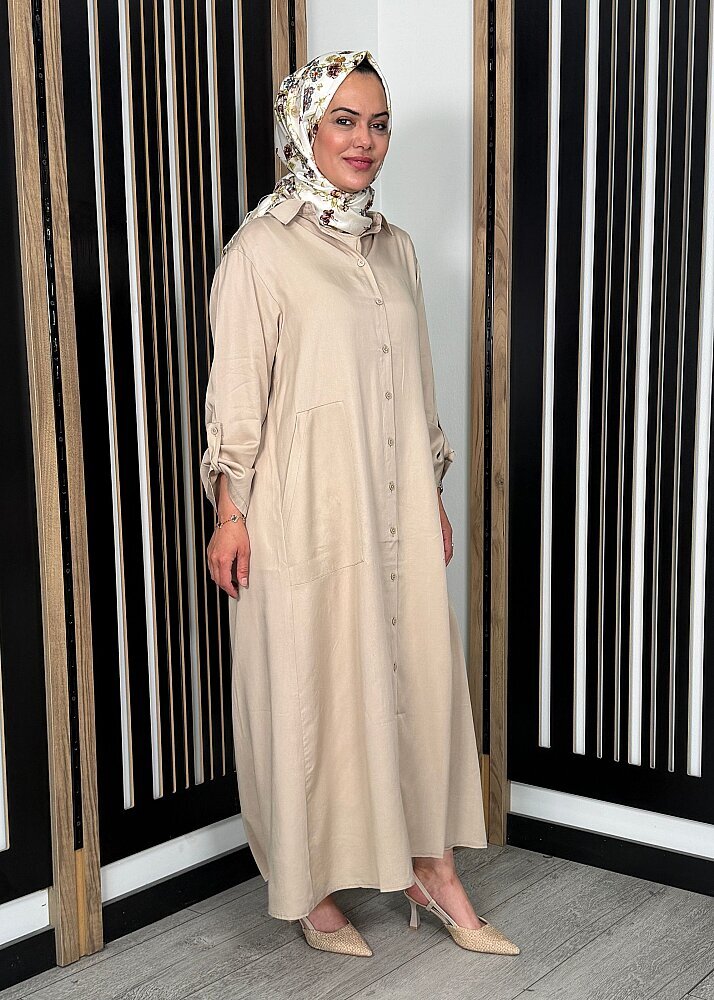 Nazlınur Collection Düğmeli Cep Detaylı Kap TAŞ - 5
