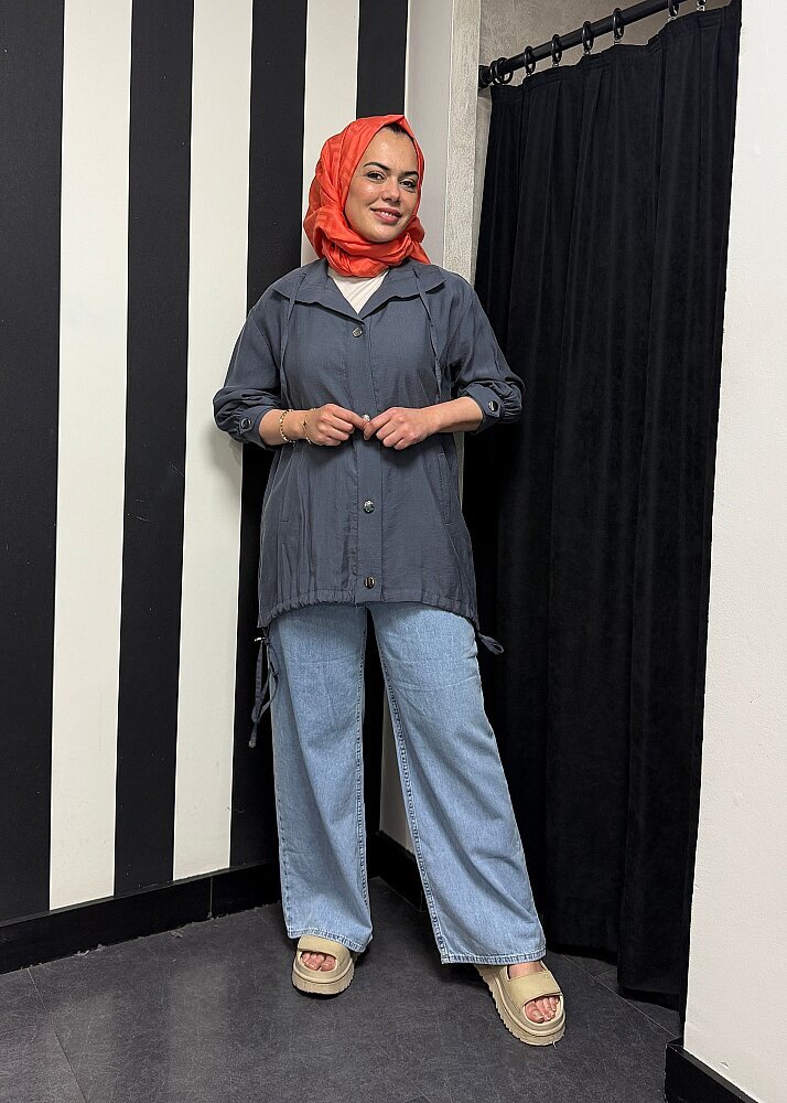 Nazlınur Collection Önü Çıtçıtlı Tensel Kap ANTRASİT
