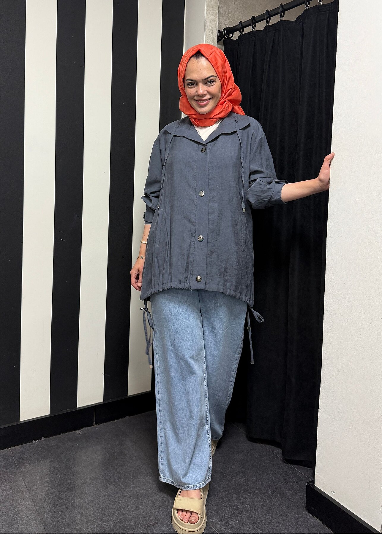 Nazlınur Collection Önü Çıtçıtlı Tensel Kap ANTRASİT - 3