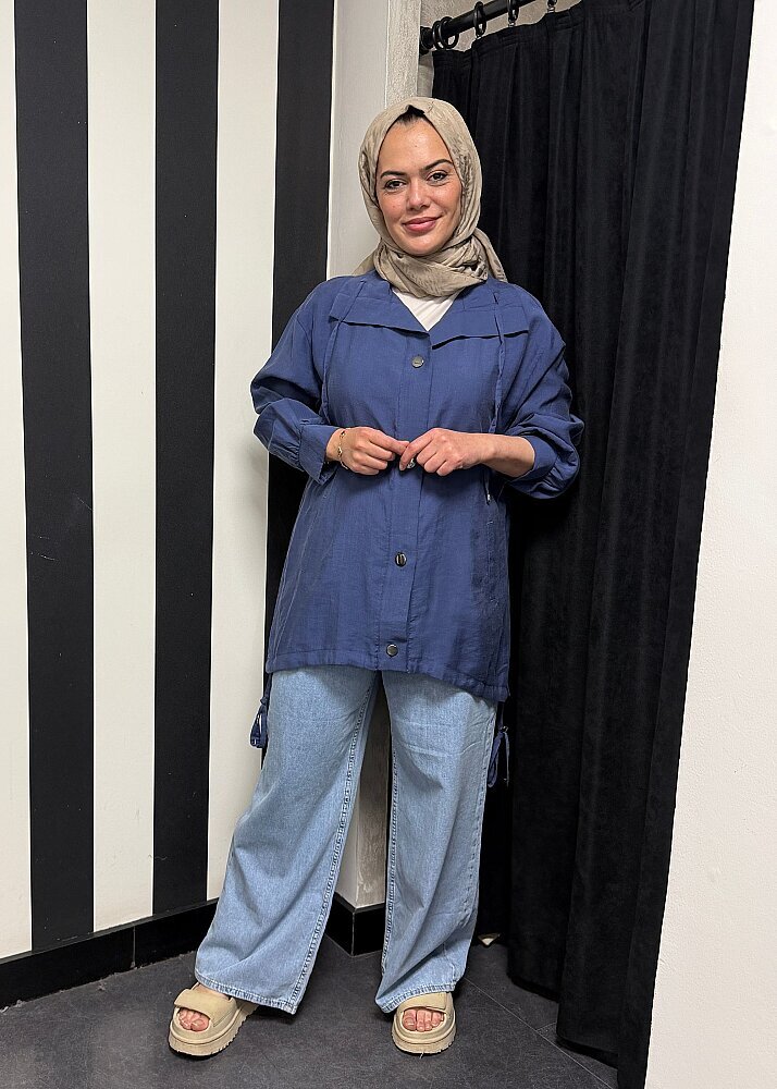 Nazlınur Collection Önü Çıtçıtlı Tensel Kap İNDİGO - 3