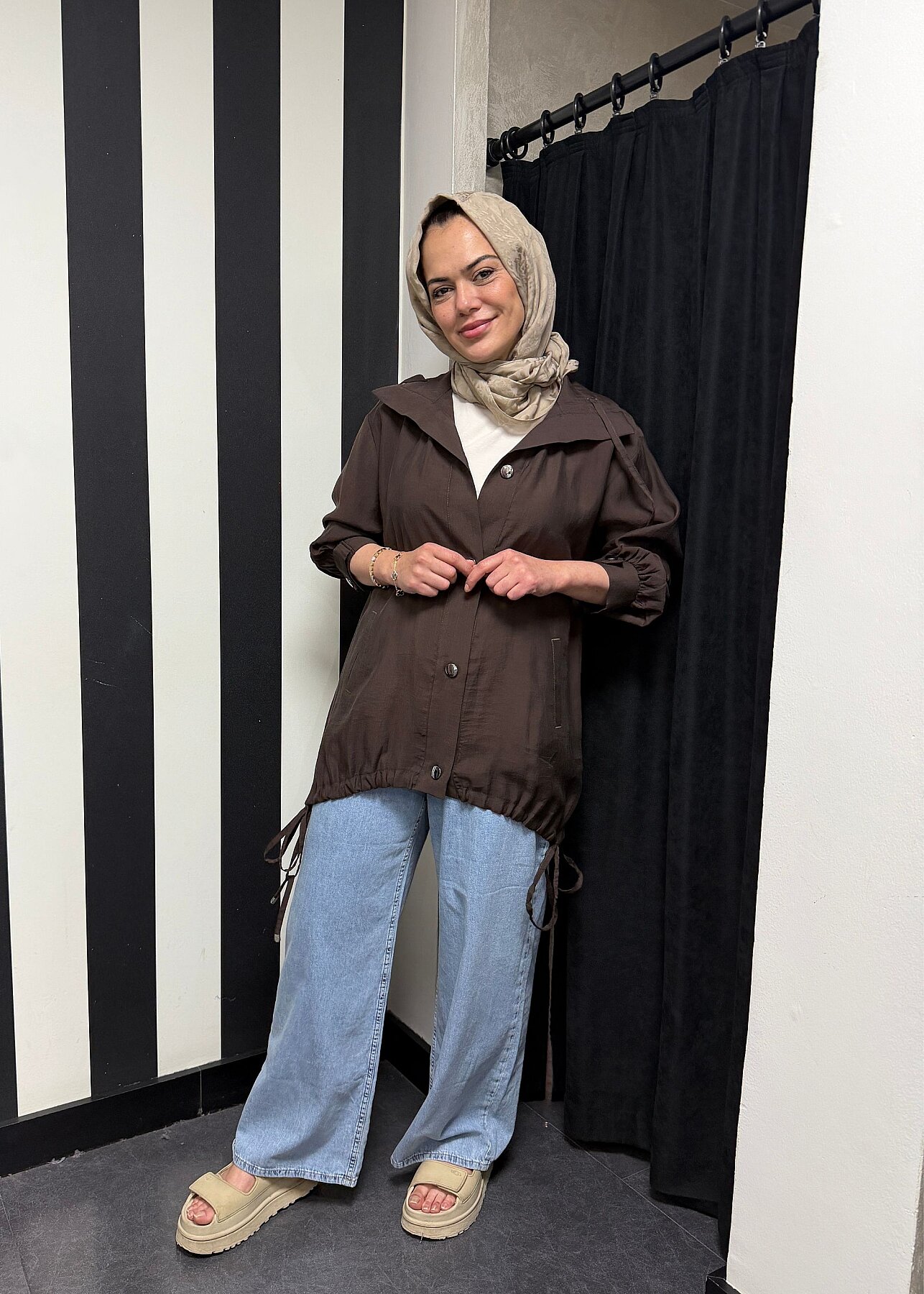 Nazlınur Collection Önü Çıtçıtlı Tensel Kap KAHVE - 3