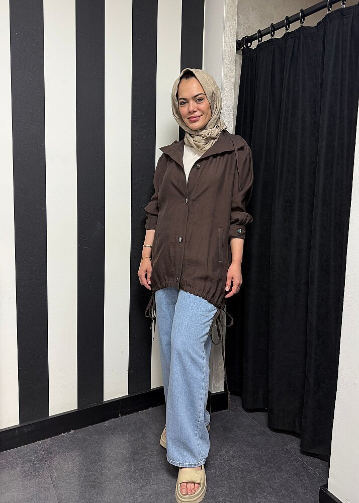 Nazlınur Collection Önü Çıtçıtlı Tensel Kap KAHVE - 2