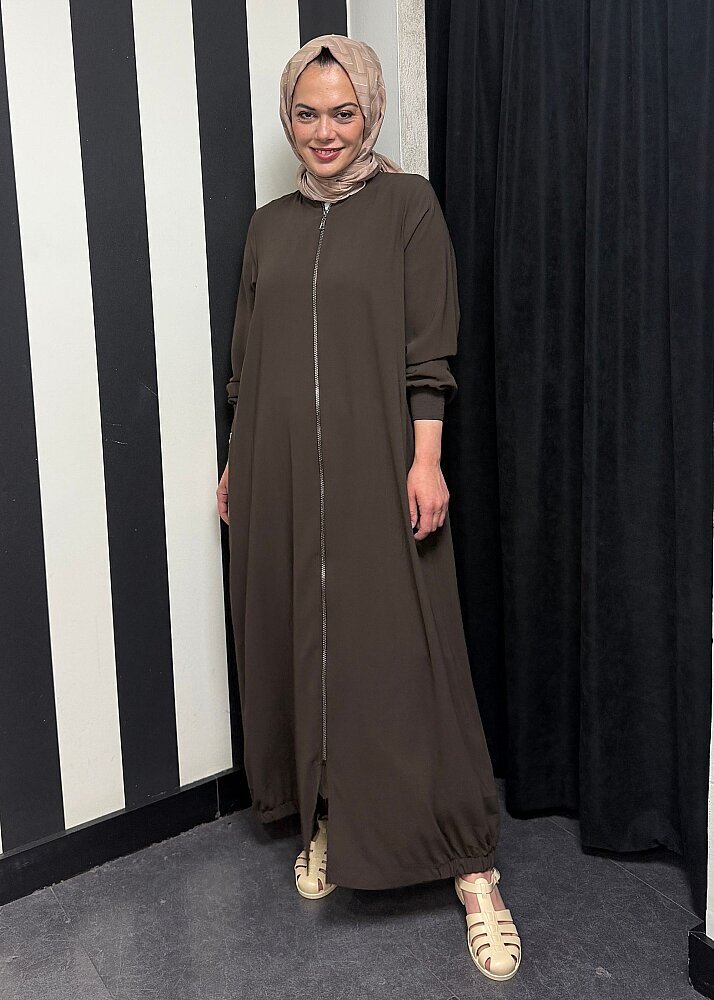 Nazlınur Collection Ribanalı Ferace Acı Kahve - 6