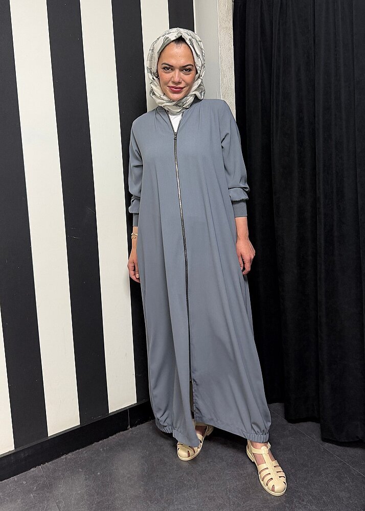 Nazlınur Collection Ribanalı Ferace GRİ - 2