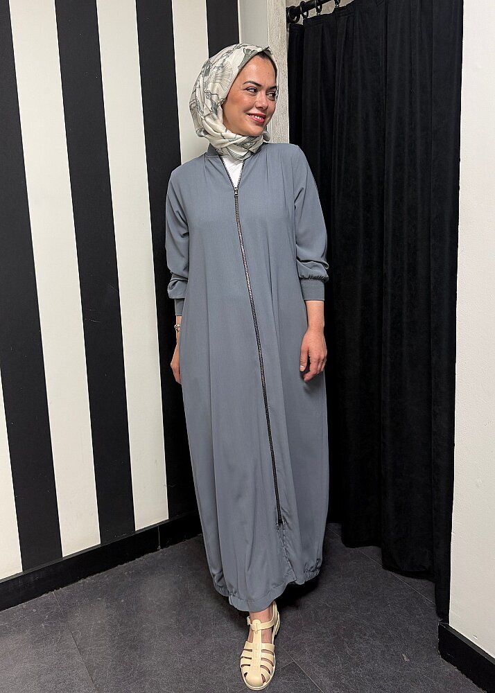 Nazlınur Collection Ribanalı Ferace GRİ
