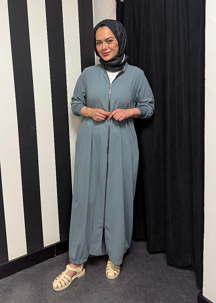 Nazlınur Collection Ribanalı Ferace MİNT